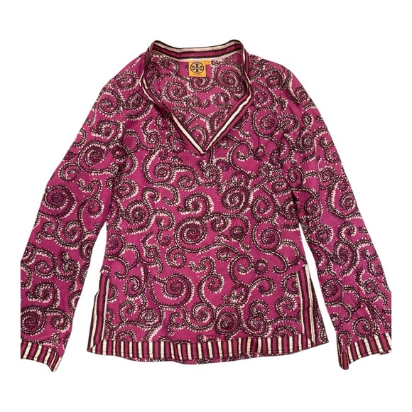 TORY BURCH Pink Paisley Long Sleeve Top - Picture 1 of 3